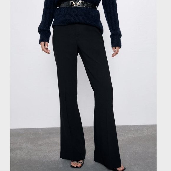 black flared trousers